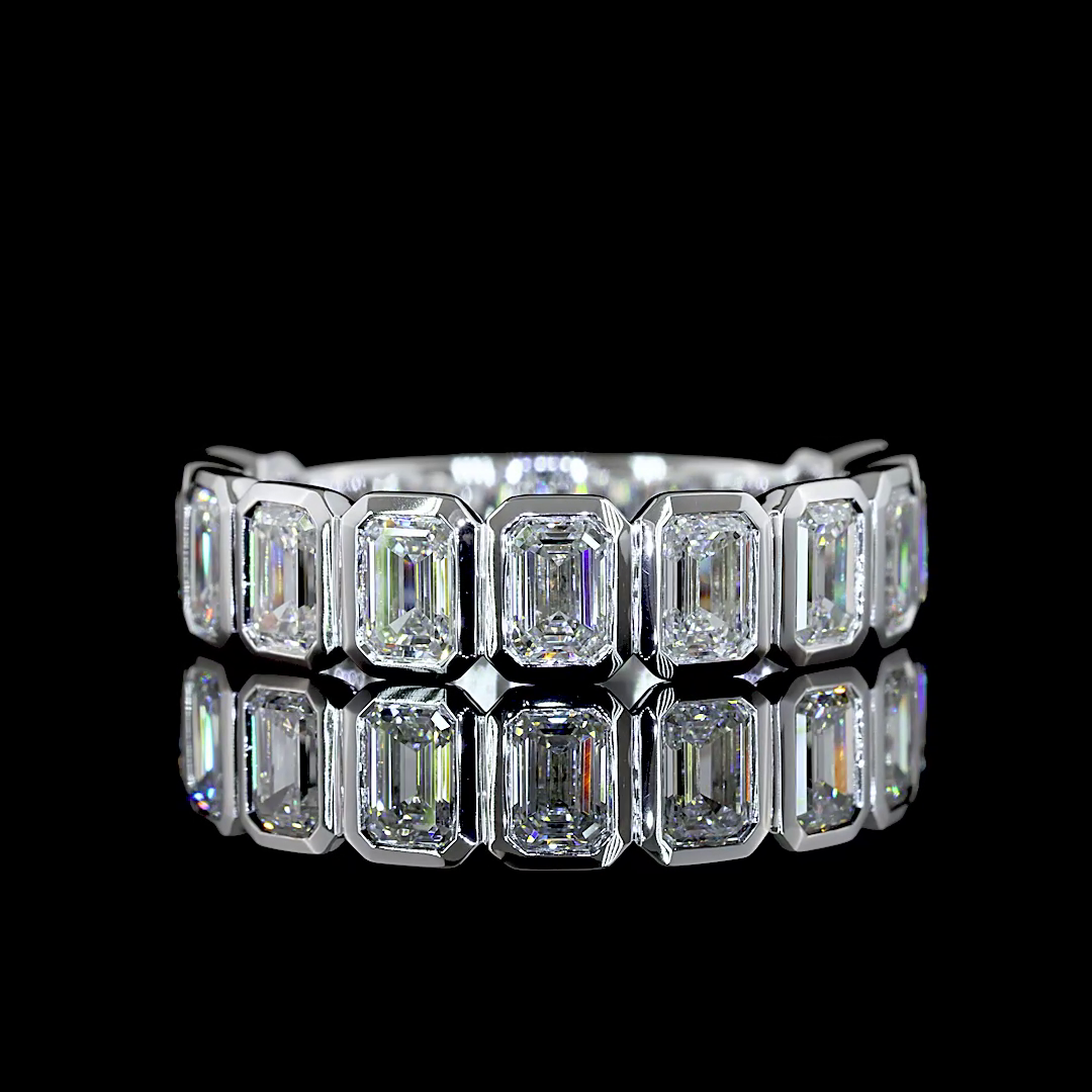 2.17 CTTW Emerald Lab Diamond 3/4 Eternity Band (E Color and VS Clarity)