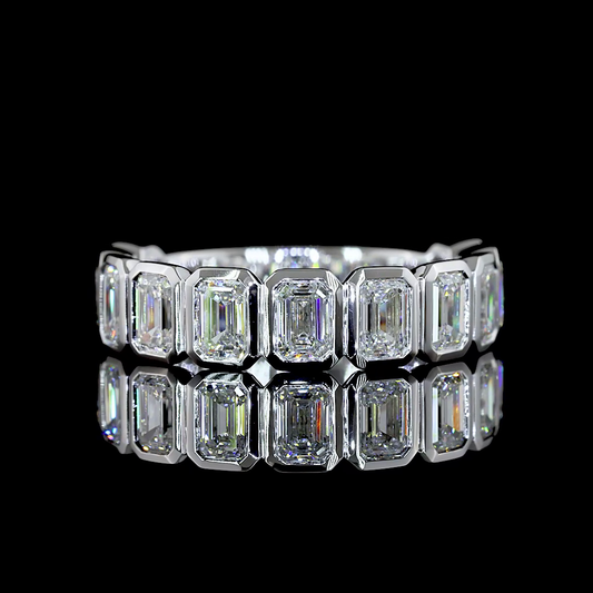 2.17 CTTW Emerald Lab Diamond 3/4 Eternity Band (E Color and VS Clarity)