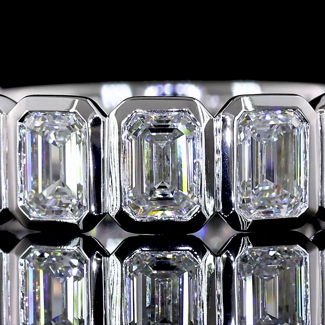 2.17 CTTW Emerald Lab Diamond 3/4 Eternity Band (E Color and VS Clarity)