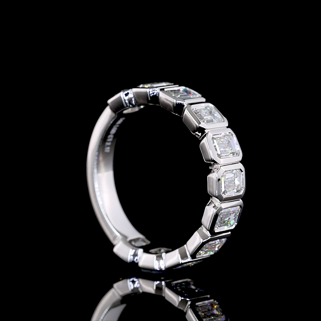 2.17 CTTW Emerald Lab Diamond 3/4 Eternity Band (E Color and VS Clarity)