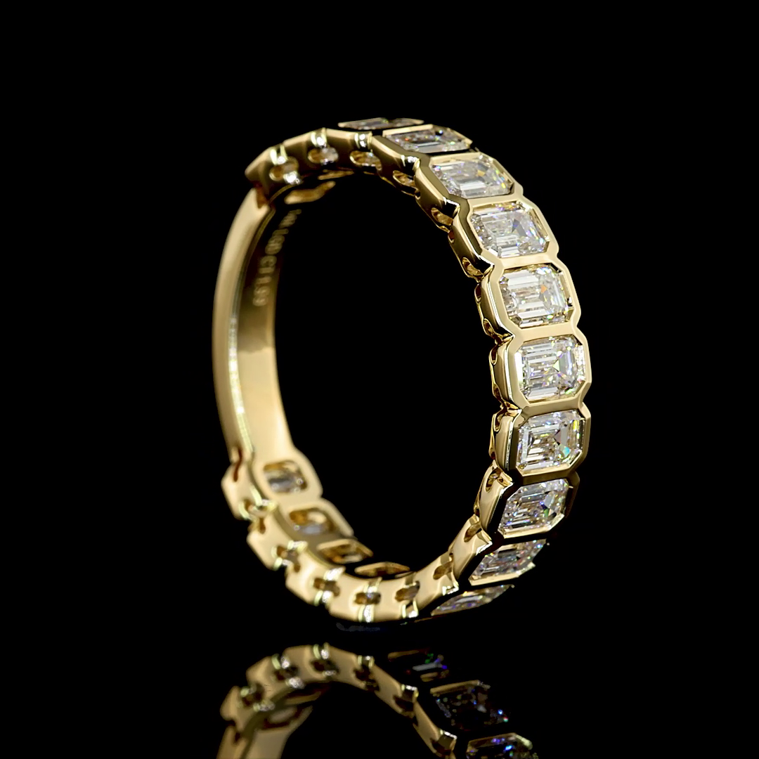 1.99 CTTW Emerald Lab Diamond 3/4 Eternity Band Sz. 6.5 14k Yellow Gold E Color and VS Clarity jewelry-spot-usa