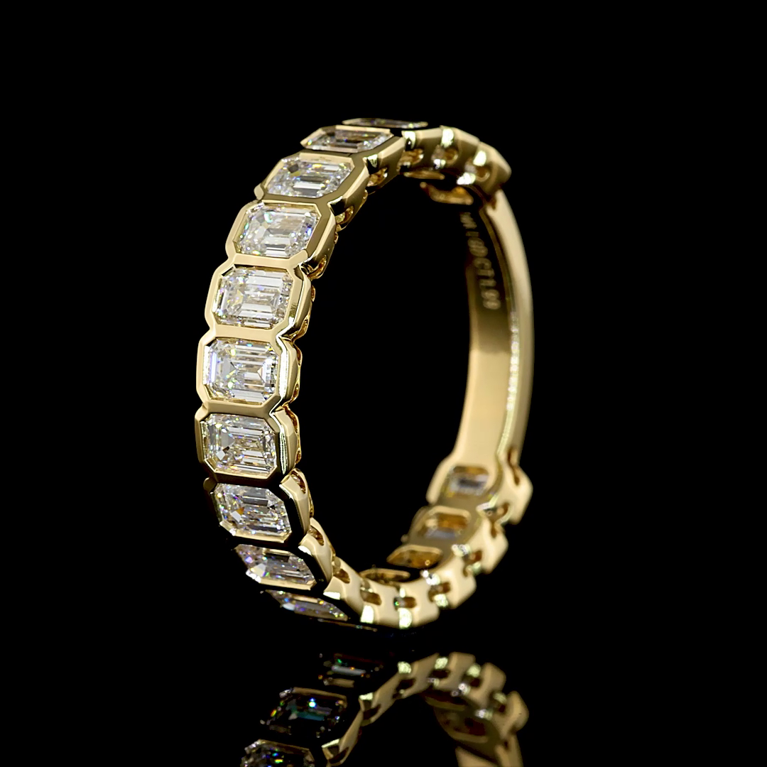 1.99 CTTW Emerald Lab Diamond 3/4 Eternity Band Sz. 6.5 14k Yellow Gold E Color and VS Clarity jewelry-spot-usa