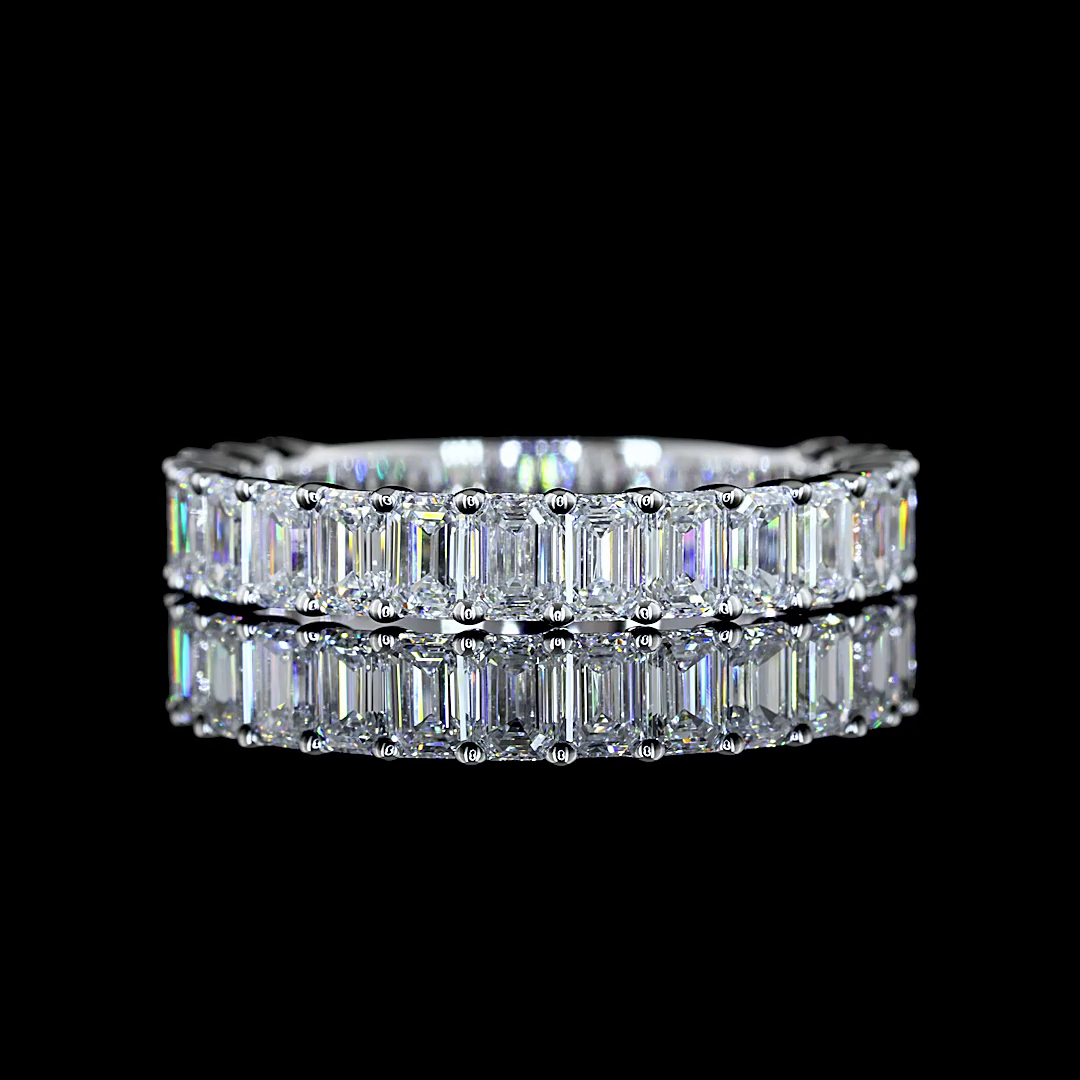 2.06 CTTW Emerald Lab Diamond 3/4 Eternity Band Sz. 6.5 14k White Gold E Color and VS Clarity jewelry-spot-usa
