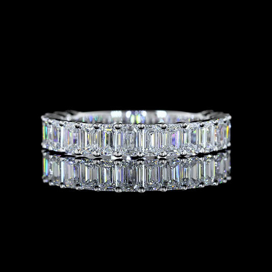 2.06 CTTW Emerald Lab Diamond 3/4 Eternity Band Sz. 6.5 14k White Gold E Color and VS Clarity jewelry-spot-usa