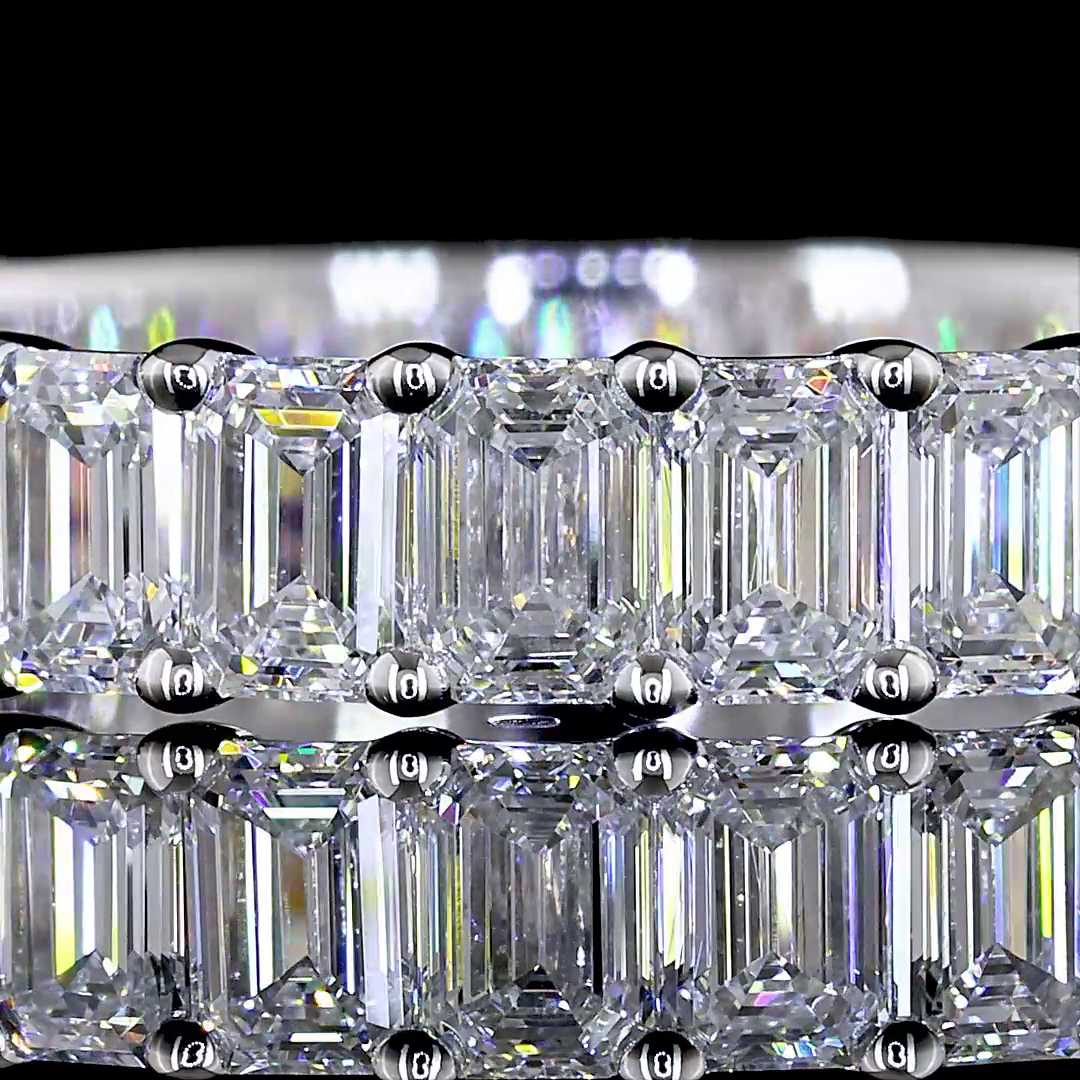 2.06 CTTW Emerald Lab Diamond 3/4 Eternity Band Sz. 6.5 14k White Gold E Color and VS Clarity jewelry-spot-usa