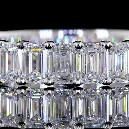 2.06 CTTW Emerald Lab Diamond 3/4 Eternity Band Sz. 6.5 14k White Gold E Color and VS Clarity jewelry-spot-usa