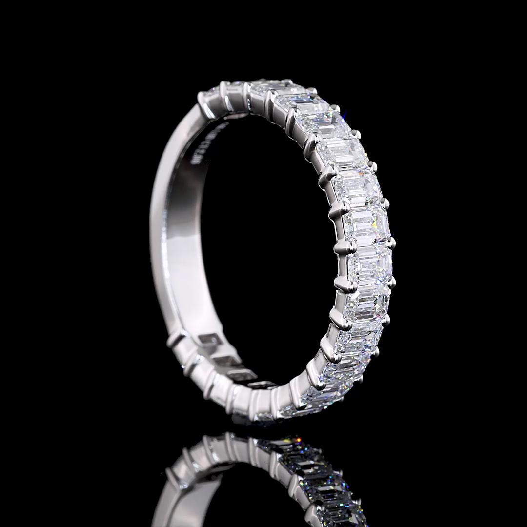 2.06 CTTW Emerald Lab Diamond 3/4 Eternity Band Sz. 6.5 14k White Gold E Color and VS Clarity jewelry-spot-usa