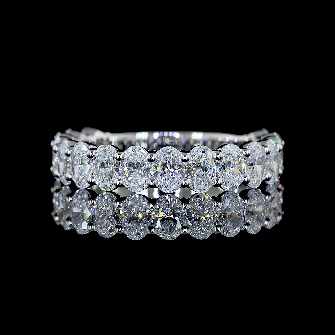 2.12 CTTW Oval Lab Diamond 3/4 Eternity Band Sz. 6.5 14k White Gold E Color and VS Clarity jewelry-spot-usa