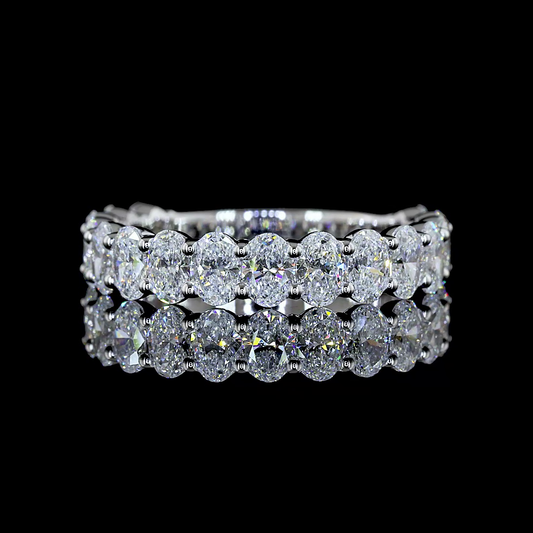 2.12 CTTW Oval Lab Diamond 3/4 Eternity Band Sz. 6.5 14k White Gold E Color and VS Clarity jewelry-spot-usa