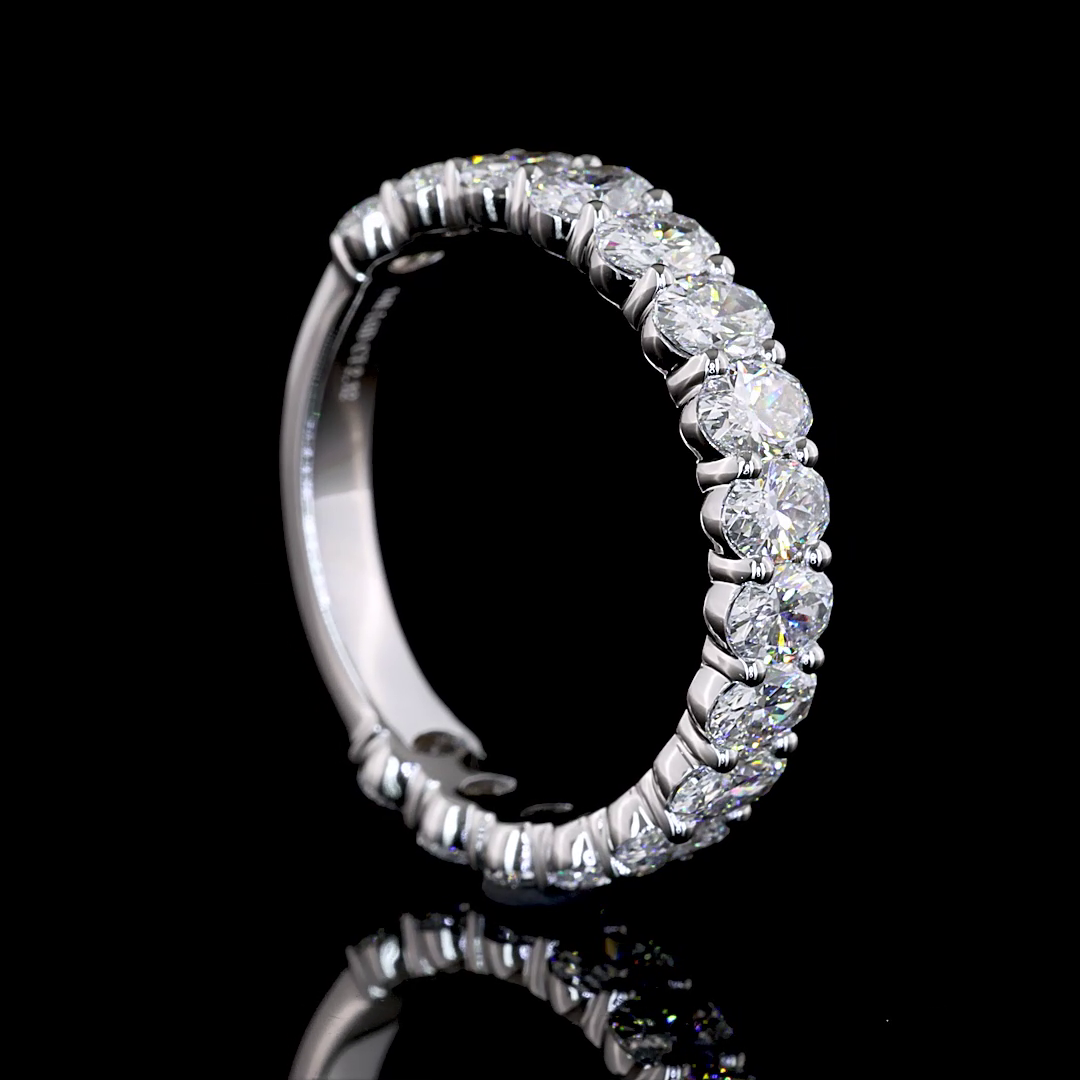 2.12 CTTW Oval Lab Diamond 3/4 Eternity Band Sz. 6.5 14k White Gold E Color and VS Clarity jewelry-spot-usa