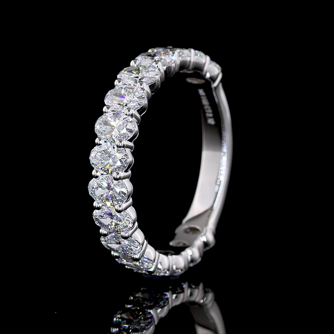 2.12 CTTW Oval Lab Diamond 3/4 Eternity Band Sz. 6.5 14k White Gold E Color and VS Clarity jewelry-spot-usa