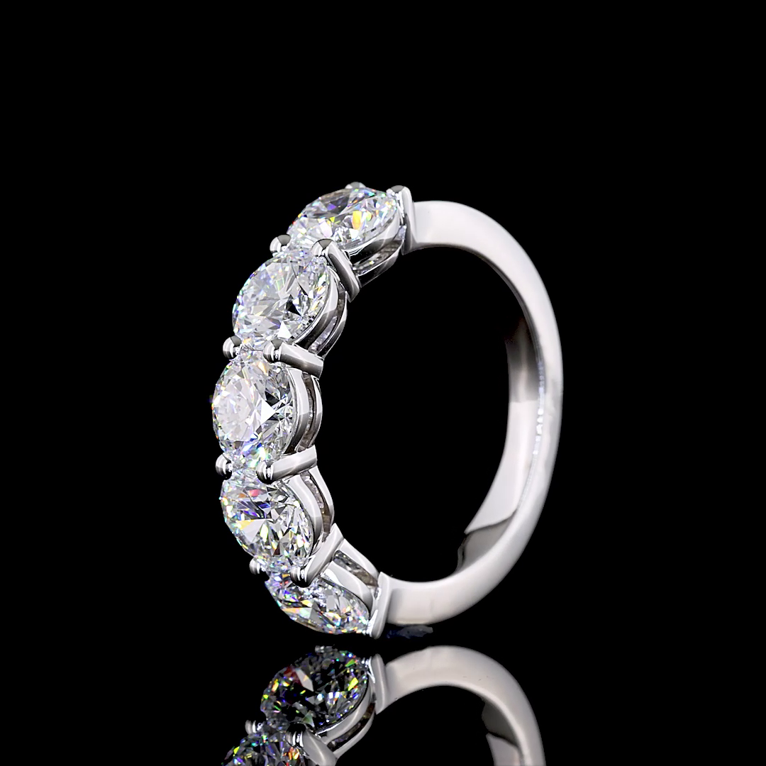 3.00 CTTW Round Lab Diamond 5 Stones Eternity Band (E Color and VS Clarity)