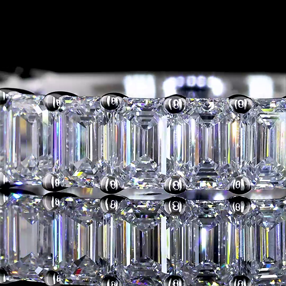 2.06 CTTW Emerald Lab Diamond 3/4 Eternity Band (E Color and VS2 Clarity)