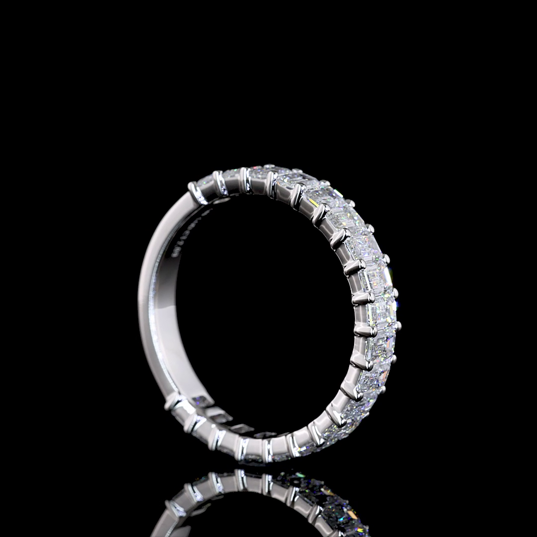 2.06 CTTW Emerald Lab Diamond 3/4 Eternity Band (E Color and VS2 Clarity)