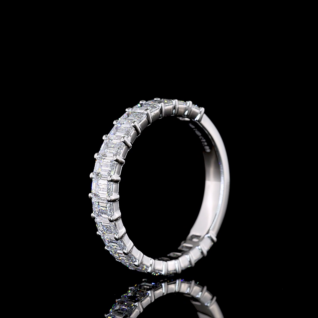 2.06 CTTW Emerald Lab Diamond 3/4 Eternity Band (E Color and VS2 Clarity)