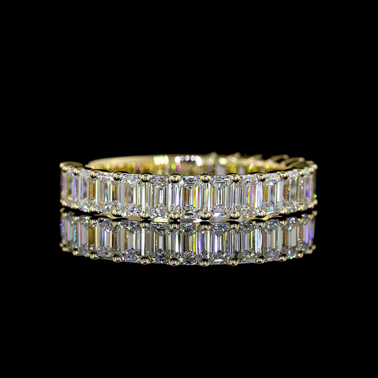 2.03 CTTW Emerald Lab Diamond 3/4 Eternity Band Sz. 6.5 14k Yellow Gold E Color and VS Clarity jewelry-spot-usa