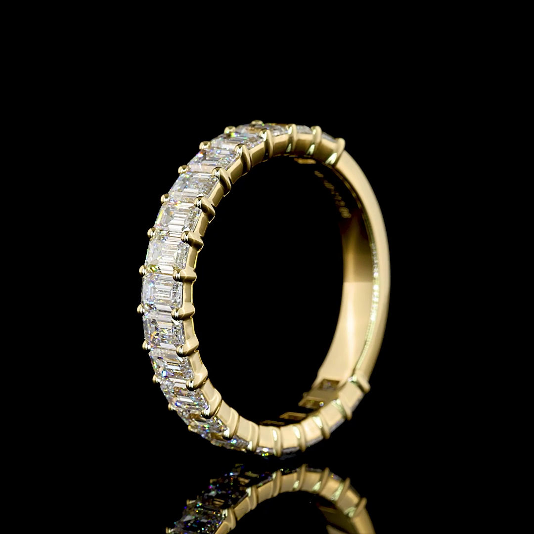 2.03 CTTW Emerald Lab Diamond 3/4 Eternity Band Sz. 6.5 14k Yellow Gold E Color and VS Clarity jewelry-spot-usa