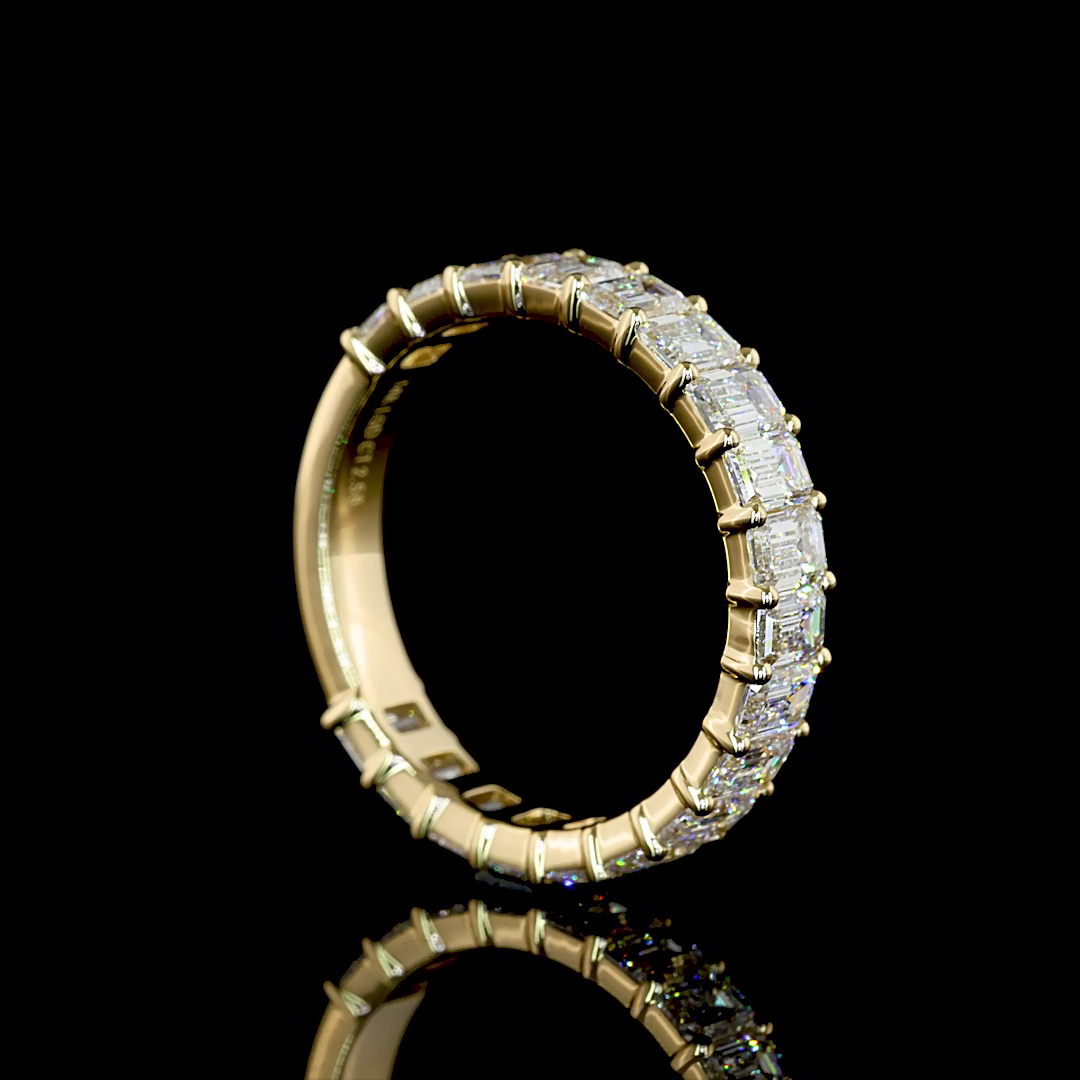 2.58 CTTW Emerald Lab Diamond 3/4 Eternity Band Sz. 6.5 (E Color and VS Clarity)