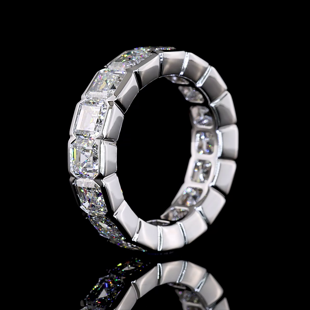6.40 CTTW Asscher Lab Diamond Full Eternity Sz. 5.5