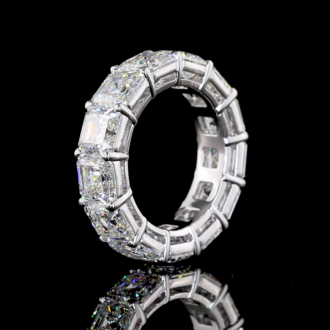 13.25 CTTW Asscher Lab Grown Diamond Full Eternity Sz. 6.5
