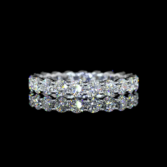 2.01 CTTW Round Lab Diamond Full Eternity Sz. 6.5 Silver E Color and VS1 Clarity jewelry-spot-usa