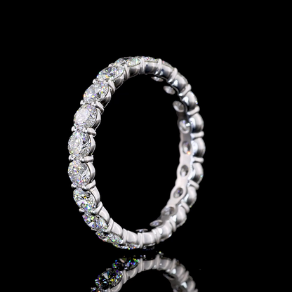 2.01 CTTW Round Lab Diamond Full Eternity Sz. 6.5 Silver E Color and VS1 Clarity jewelry-spot-usa