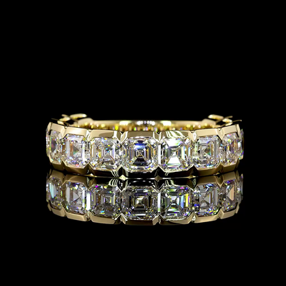 3.96 CTTW Asscher Lab Grown Diamond 3/4 Eternity Band Sz. 6.5