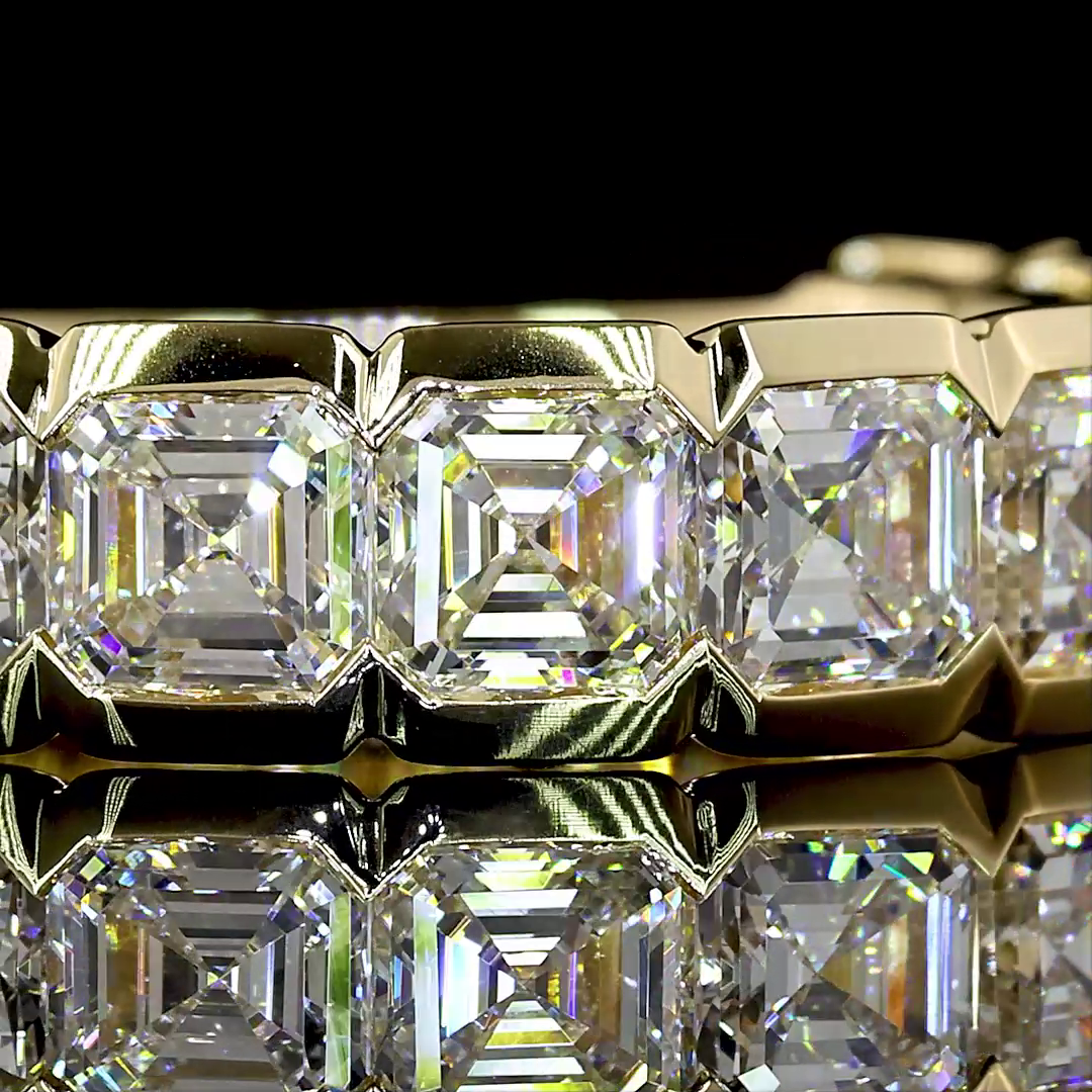 3.96 CTTW Asscher Lab Grown Diamond 3/4 Eternity Band Sz. 6.5