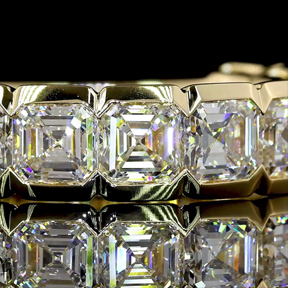3.96 CTTW Asscher Lab Grown Diamond 3/4 Eternity Band Sz. 6.5