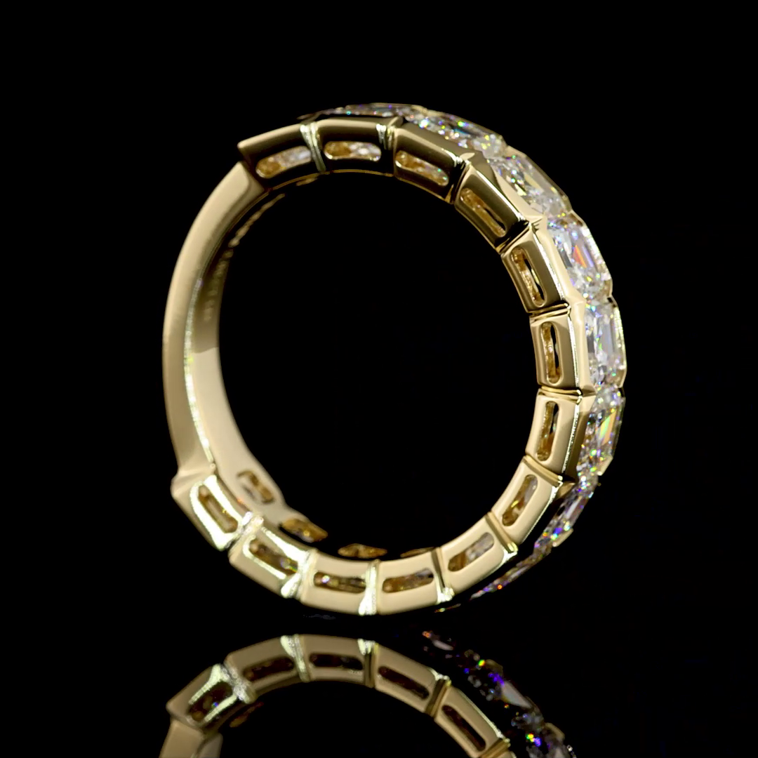 3.96 CTTW Asscher Lab Grown Diamond 3/4 Eternity Band Sz. 6.5