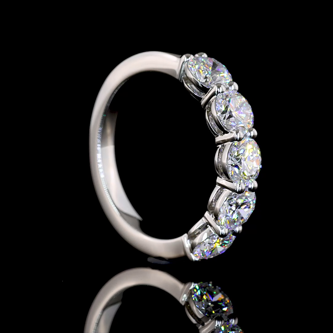 1.94 CTTW Round Lab Diamond 5 Stones Eternity Band