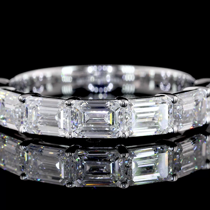 1.97 CTTW Emerald Lab Diamond Half Eternity Eternity Band Sz. 7 14k White Gold (F Color and VS1 Clarity)