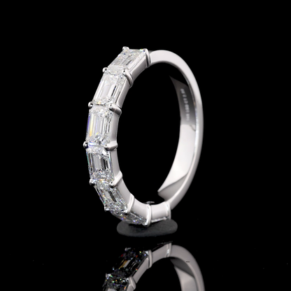 1.97 CTTW Emerald Lab Diamond Half Eternity Eternity Band Sz. 7 14k White Gold (F Color and VS1 Clarity)