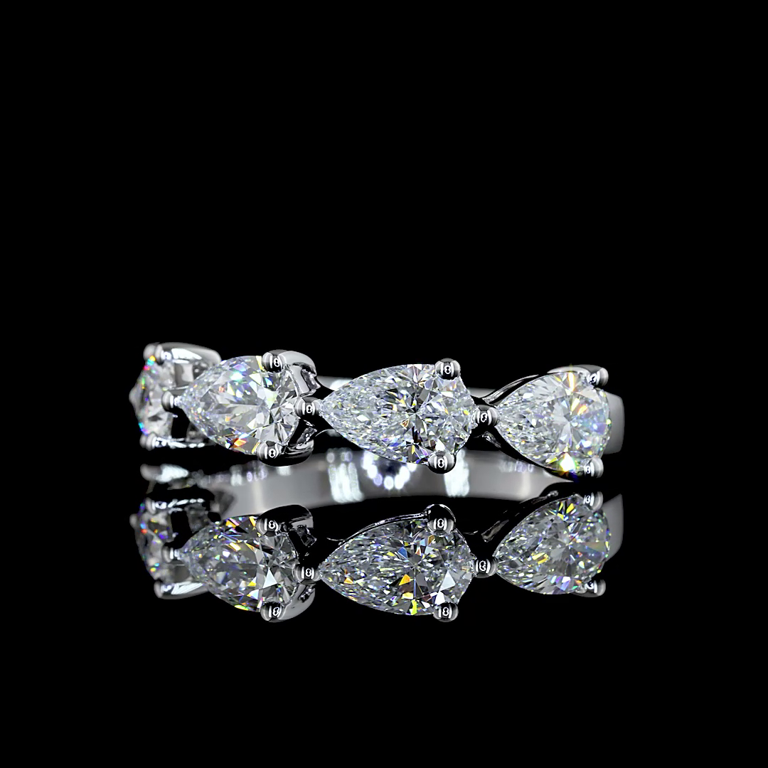 1.99 CTTW Pear Lab Diamond 5 Stones Eternity Band