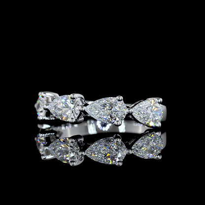 1.99 CTTW Pear Lab Diamond 5 Stones Eternity Band