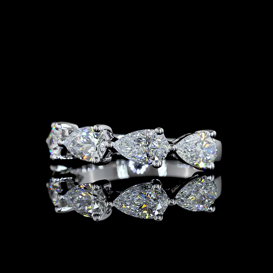 1.99 CTTW Pear Lab Diamond 5 Stones Eternity Band