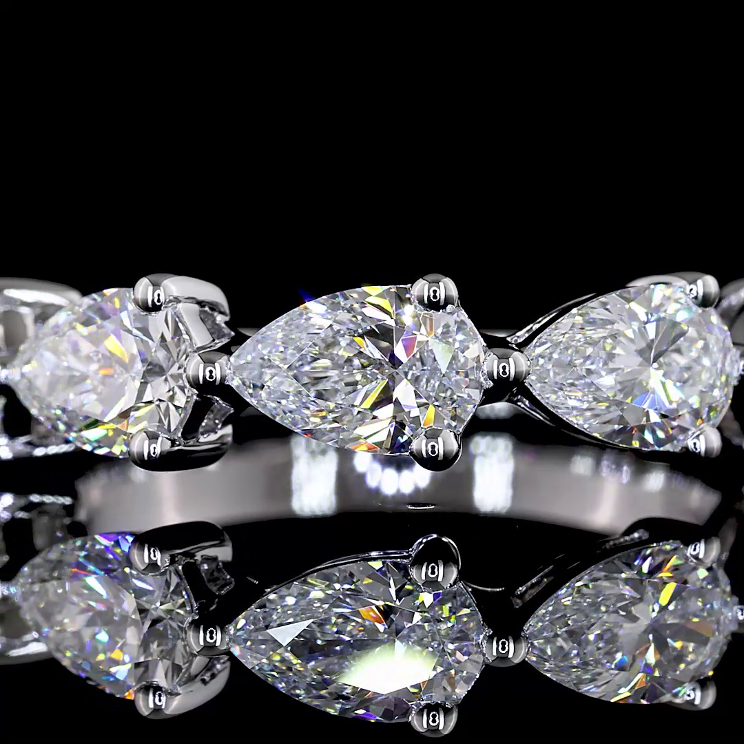 1.99 CTTW Pear Lab Diamond 5 Stones Eternity Band