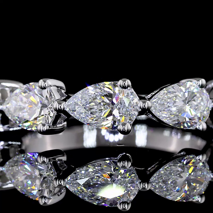 1.99 CTTW Pear Lab Diamond 5 Stones Eternity Band