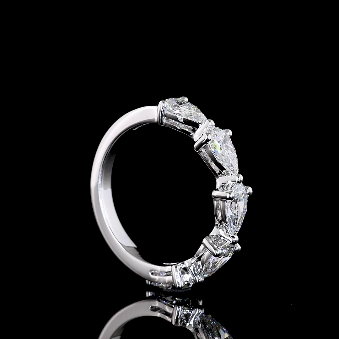 1.99 CTTW Pear Lab Diamond 5 Stones Eternity Band
