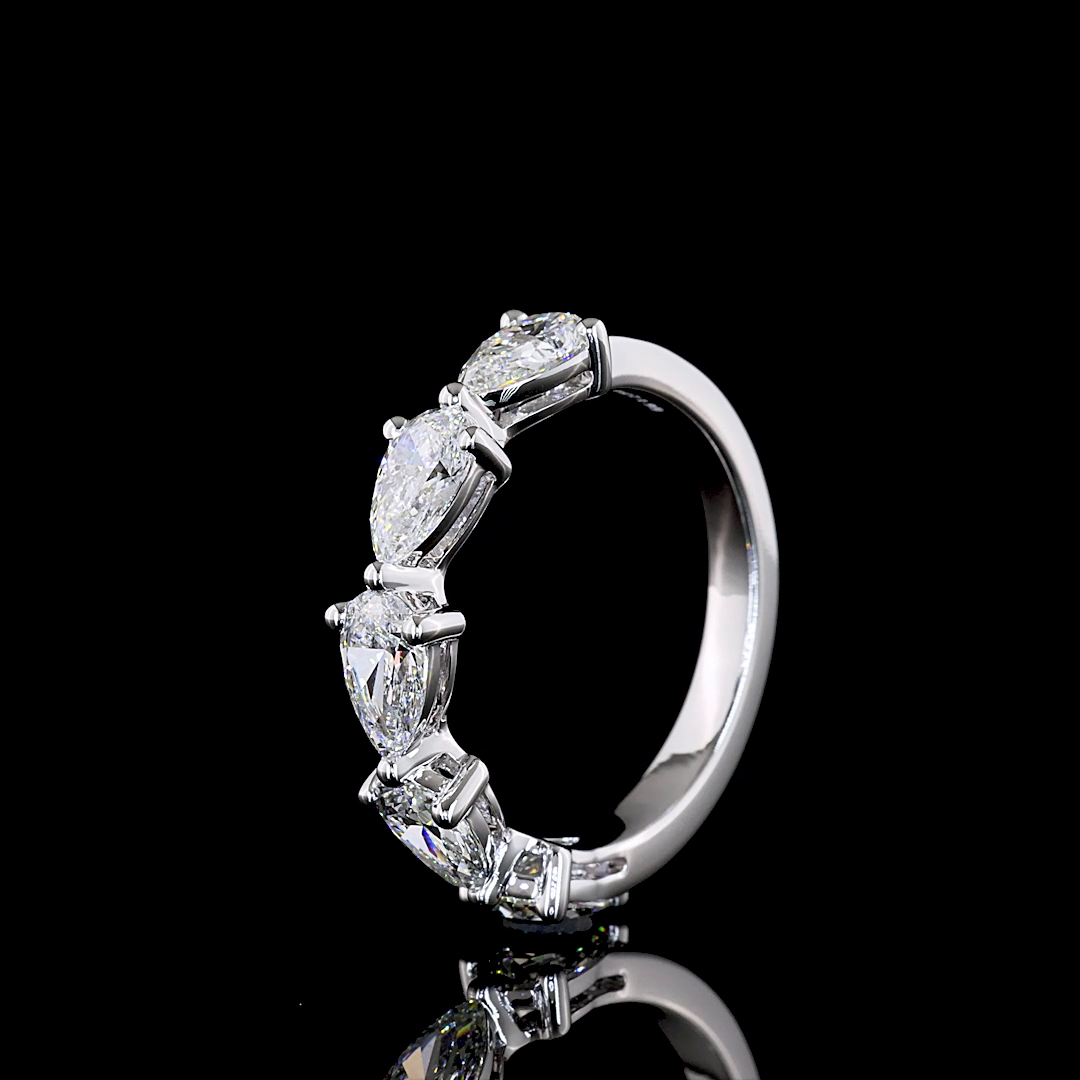 1.99 CTTW Pear Lab Diamond 5 Stones Eternity Band