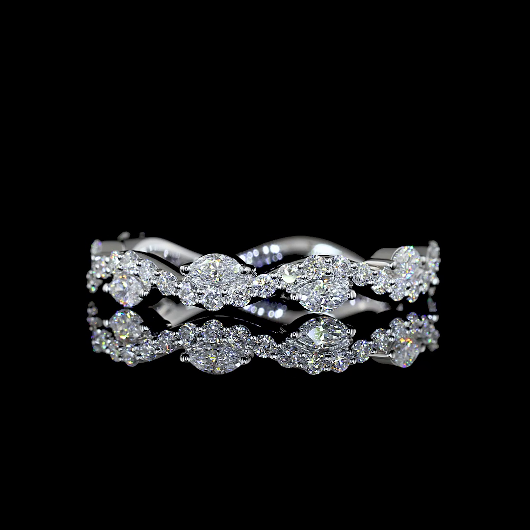 0.63 CTTW Marquise Lab Diamond 3/4 Eternity Band (E Color and VS1 Clarity)