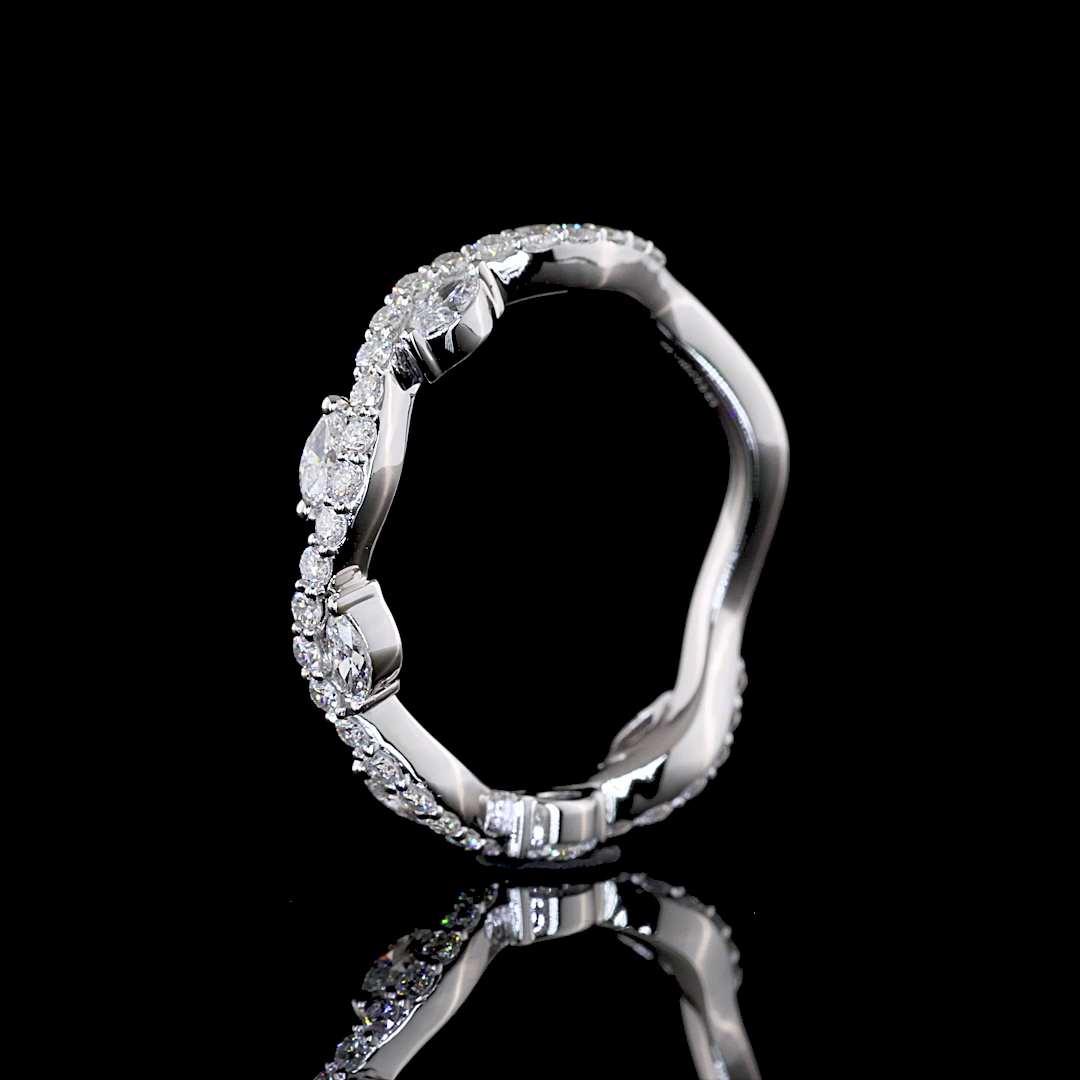 0.63 CTTW Marquise Lab Diamond 3/4 Eternity Band (E Color and VS1 Clarity)