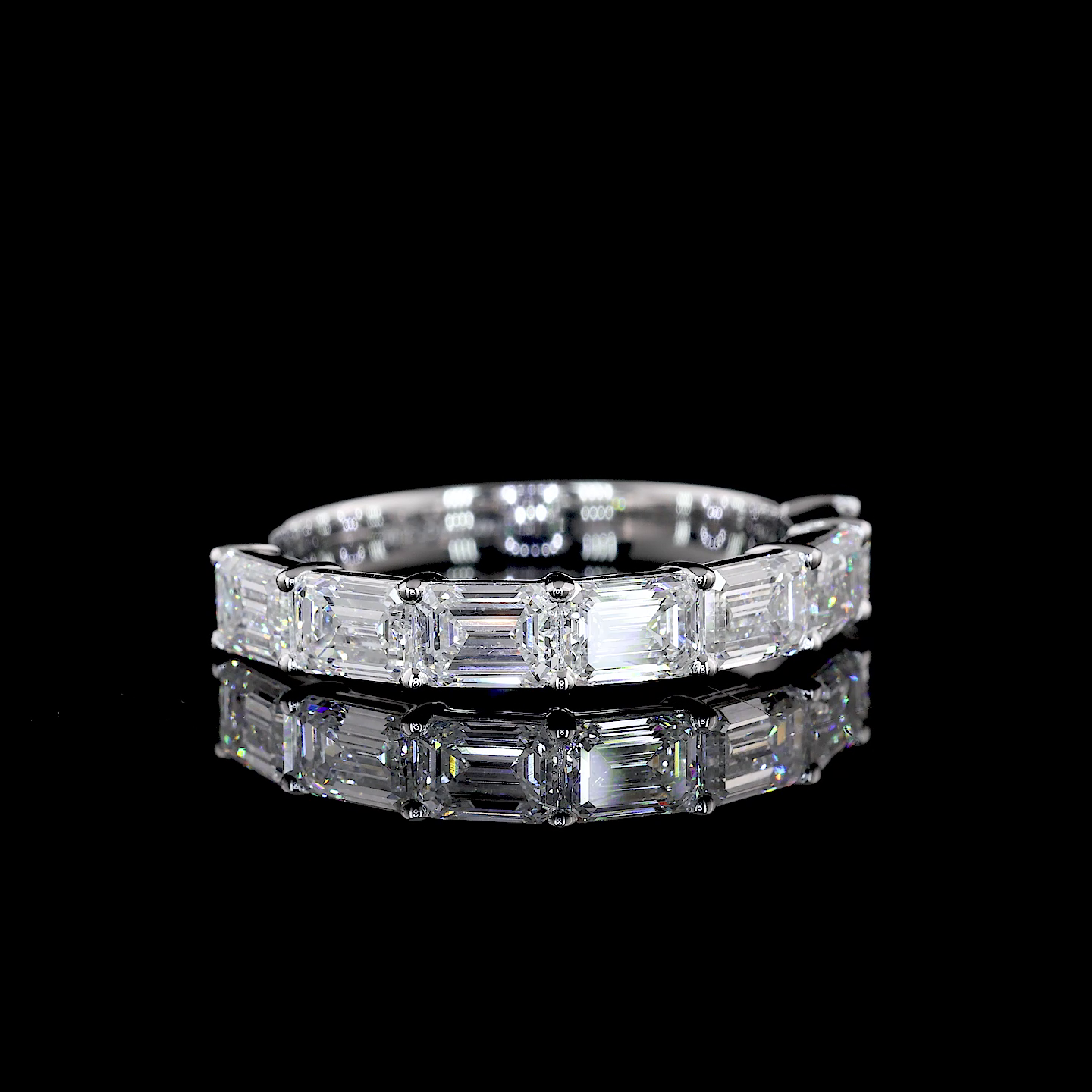 2.00 CTTW Emerald Lab Diamond Half Eternity Eternity Band Sz. 6.5 14k White Gold F Color and VVS2 Clarity jewelry-spot-usa