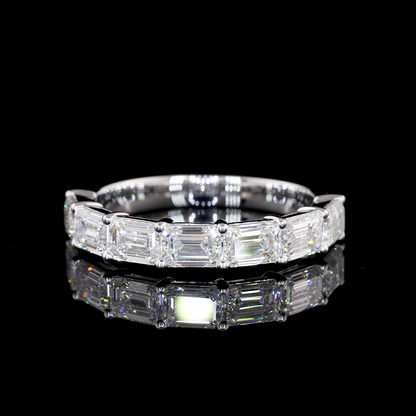 4.05 CTTW Emerald Lab Diamond Half Eternity Eternity Band Sz. 6.5 14k White Gold E Color and VS1 Clarity jewelry-spot-usa