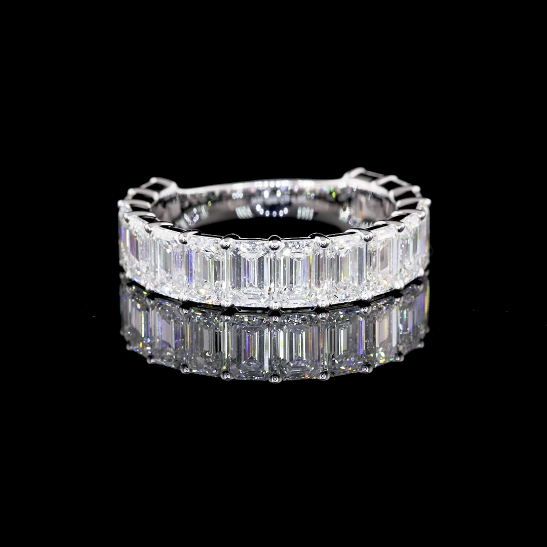 2.05 CTTW Emerald Lab Diamond 3/4 Eternity Band Sz. 6.5 14k White Gold E Color and VVS2 Clarity jewelry-spot-usa