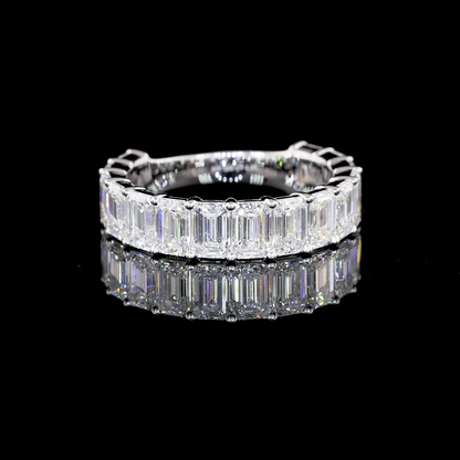 2.05 CTTW Emerald Lab Diamond 3/4 Eternity Band Sz. 6.5 14k White Gold E Color and VVS2 Clarity jewelry-spot-usa