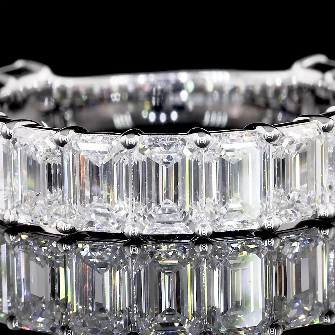 2.05 CTTW Emerald Lab Diamond 3/4 Eternity Band Sz. 6.5 14k White Gold E Color and VVS2 Clarity jewelry-spot-usa