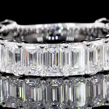2.05 CTTW Emerald Lab Diamond 3/4 Eternity Band Sz. 6.5 14k White Gold E Color and VVS2 Clarity jewelry-spot-usa
