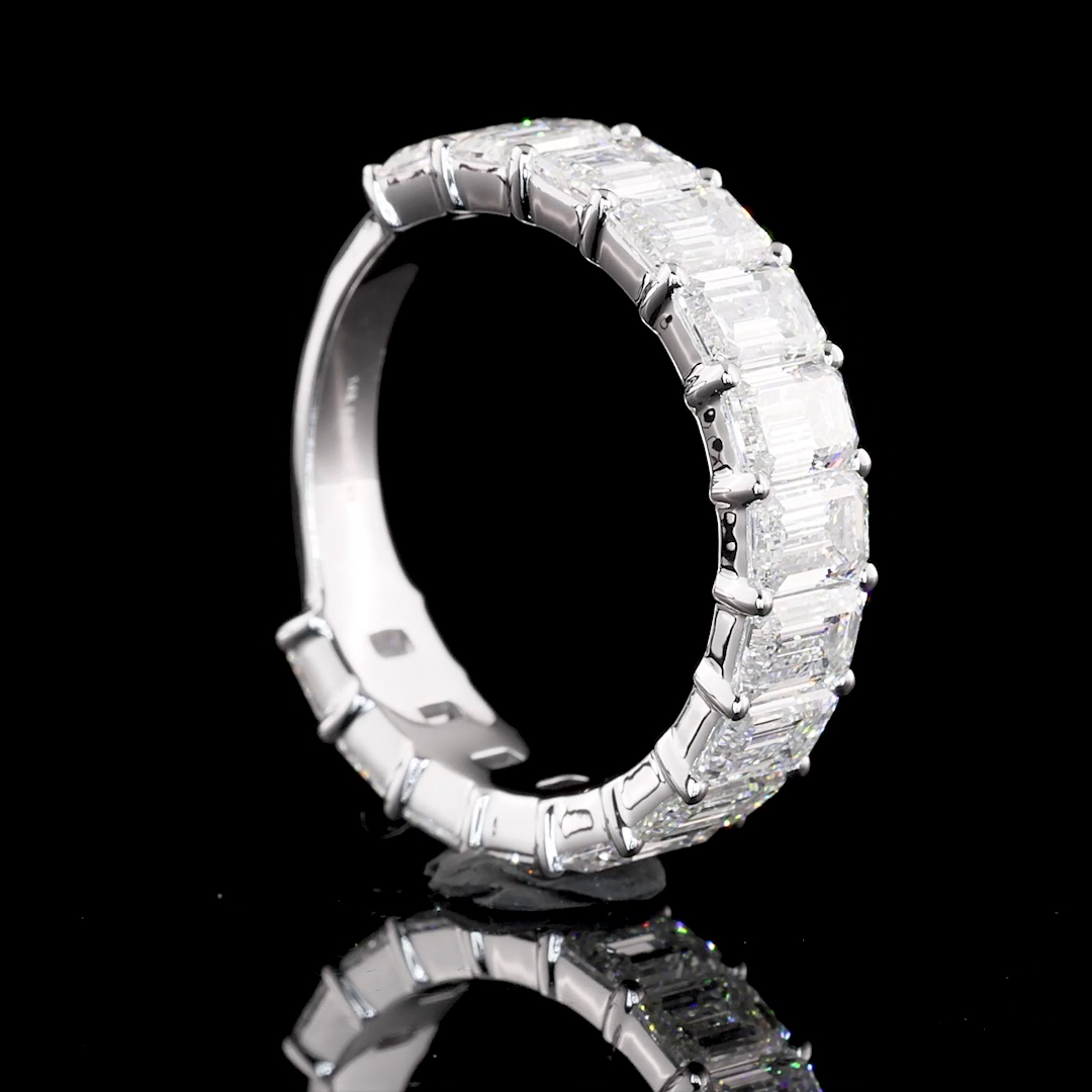 2.05 CTTW Emerald Lab Diamond 3/4 Eternity Band Sz. 6.5 14k White Gold E Color and VVS2 Clarity jewelry-spot-usa
