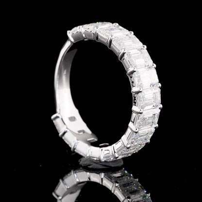 2.05 CTTW Emerald Lab Diamond 3/4 Eternity Band Sz. 6.5 14k White Gold E Color and VVS2 Clarity jewelry-spot-usa